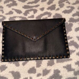 *Authentic* Valentino Black Studded Envelope Clutch